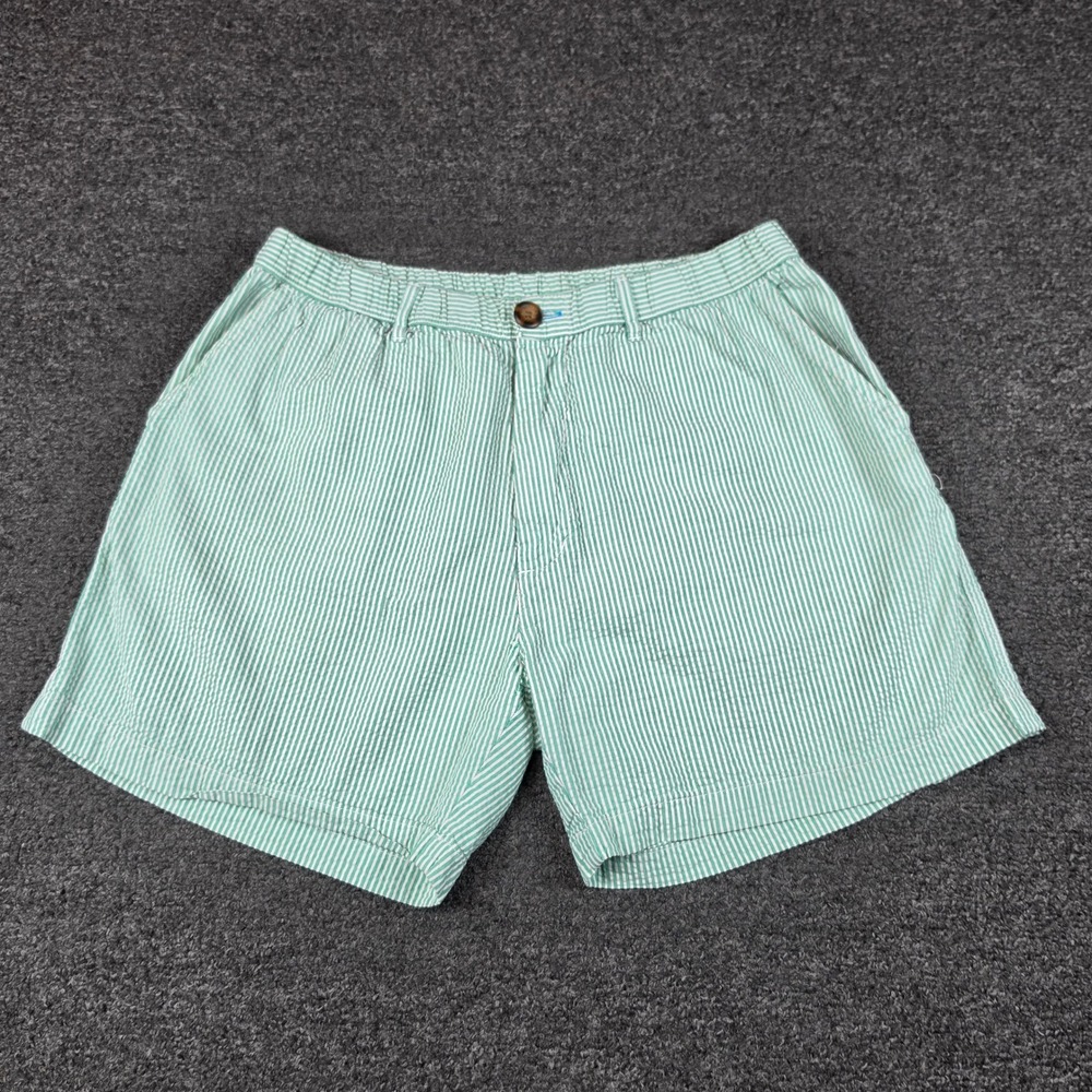 Chubbies Shorts Green White Striped Mens Large Seersucker Country Club Elastic